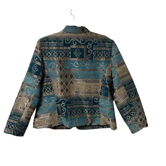 DRESSBARN JACKET TAPESTRY COLORFUL ABSTRACT FULL ZIP SIZE XL ART TO WEAR - Picture 2 of 11